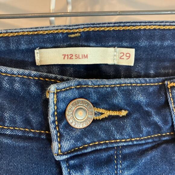 Levi’s 712 Slim Straight Leg Mid Rise Medium Blue Denim Wash Jeans Pants - Picture 5 of 12